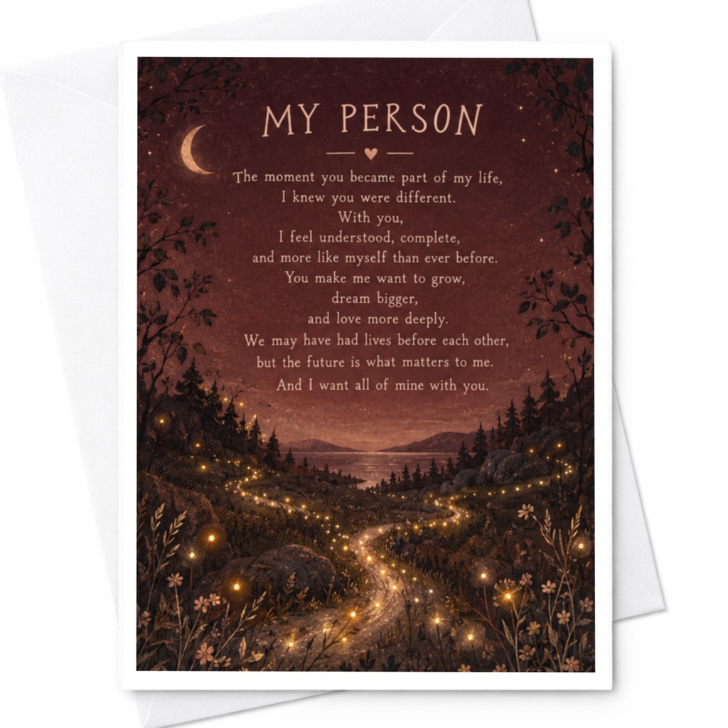 My Person Romantic Card Love Greeting Card For Partner Anniversary Card Sentimental Card For Him Her Cute Starry Night C9392