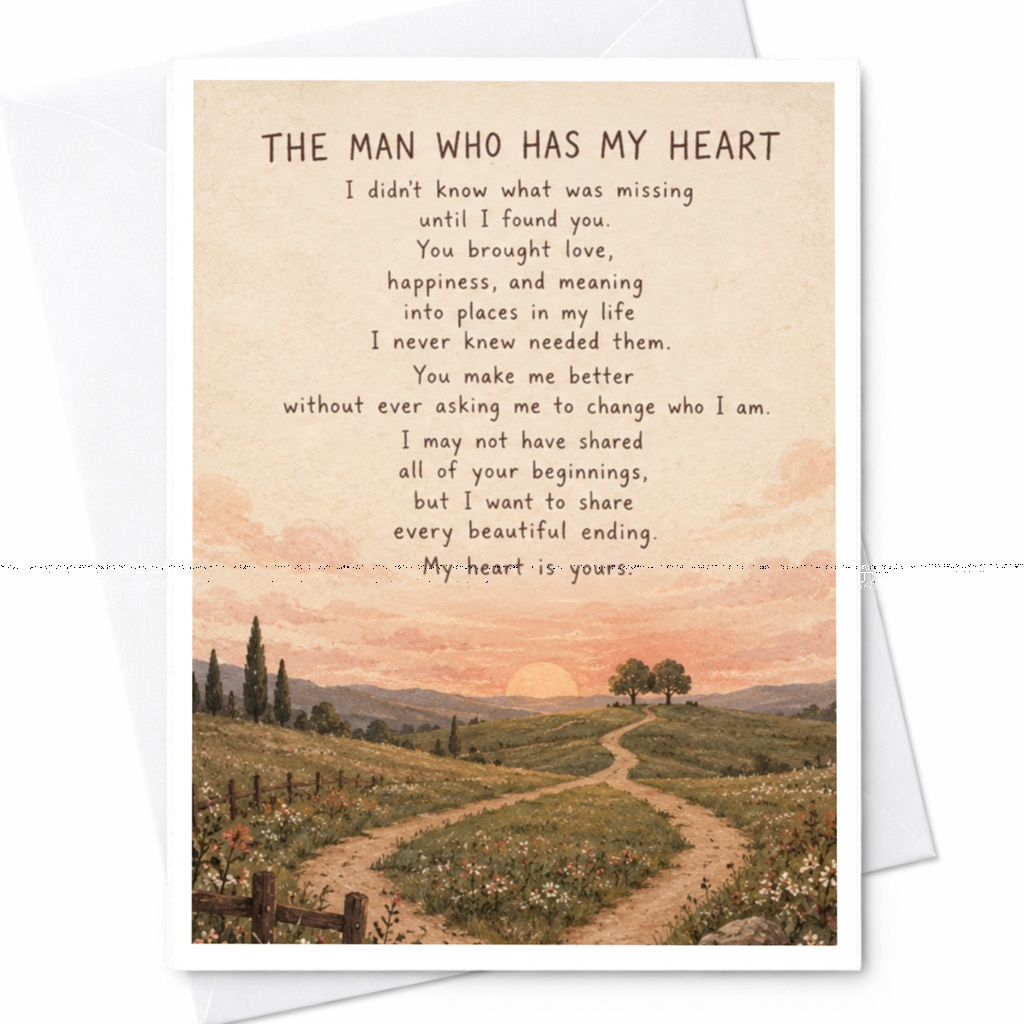 The Man Who Has My Heart Romantic Card For Husband Anniversary Love Card Sentimental Greeting Card For Him Wedding Card C9393