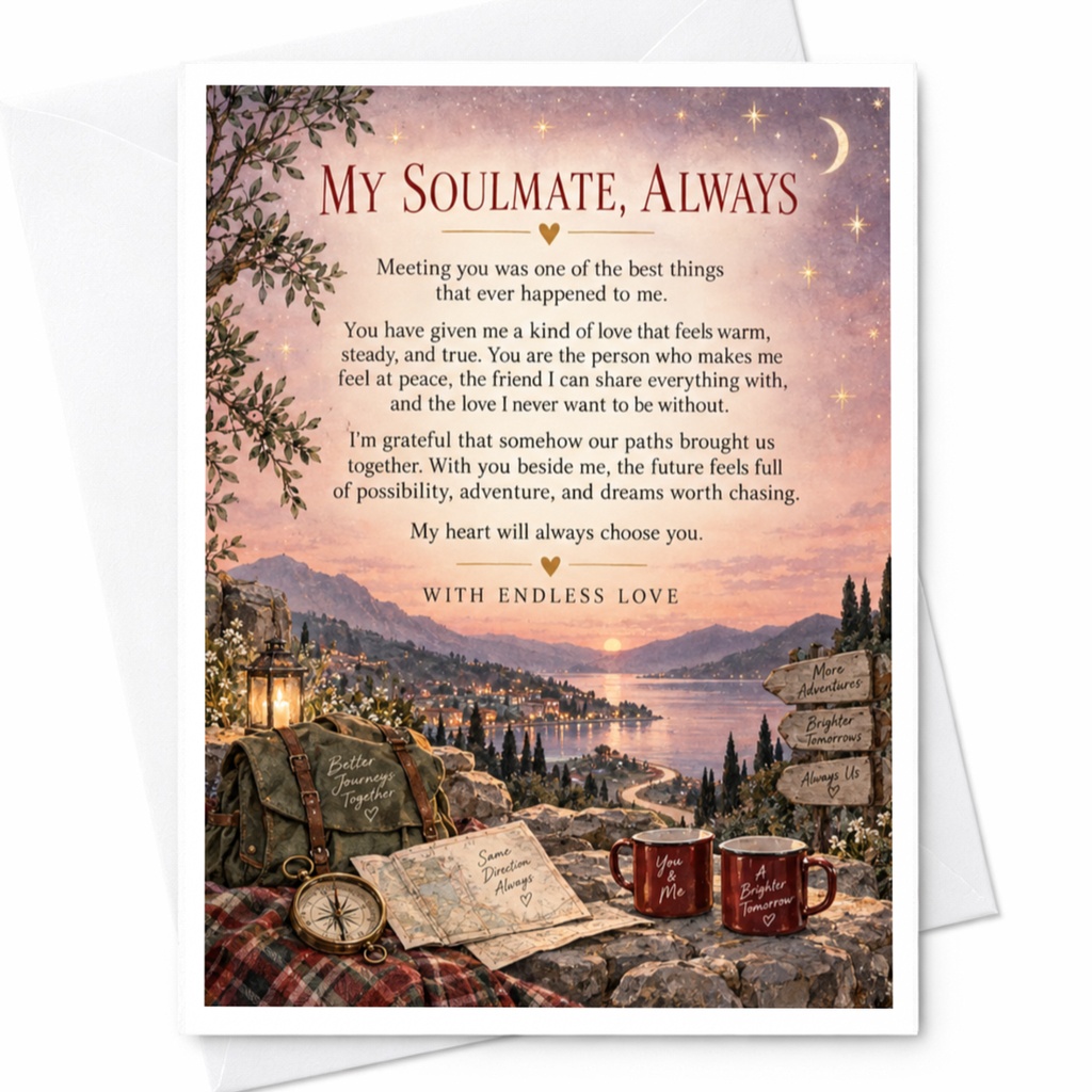My Soulmate, Always Romantic Anniversary Card With Endless Love Sentimental Greeting Card For Partner Husband Wife C9380