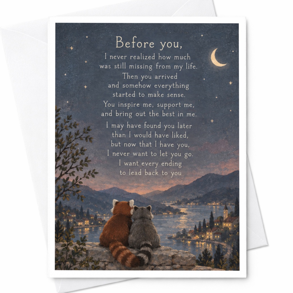 Before You Romantic Card Love Greeting Card For Partner Anniversary Card Sentimental Card For Him Her Cute Animal Card C9384