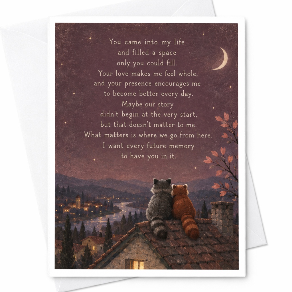 You Came Into My Life Romantic Greeting Card Raccoons Under Moon Anniversary Card For Couple Love Card Sentimental C9398