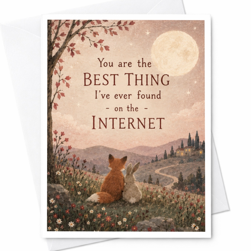 You Are The Best Thing I've Ever Found On The Internet Love Card Cute Fox Rabbit Romantic Greeting Card For Partner Anniversary C9405