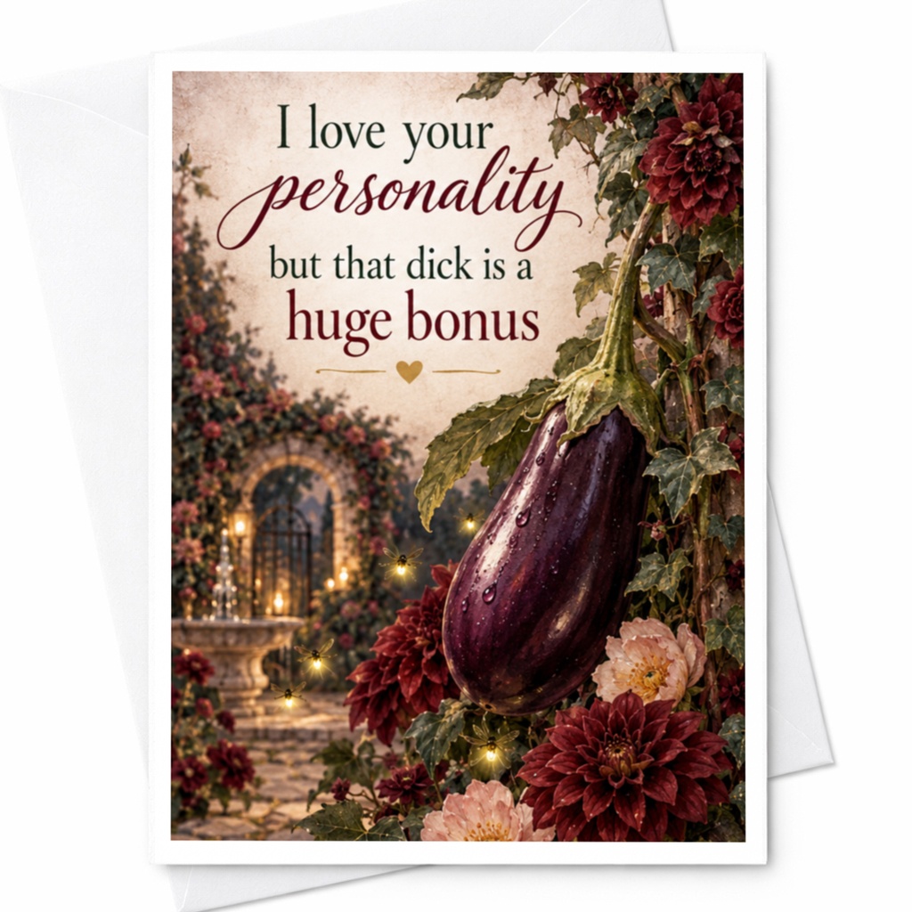 I Love Your Personality But That Dick Is A Huge Bonus Funny Romantic Card For Him Anniversary Love Card Cute Eggplant C9414