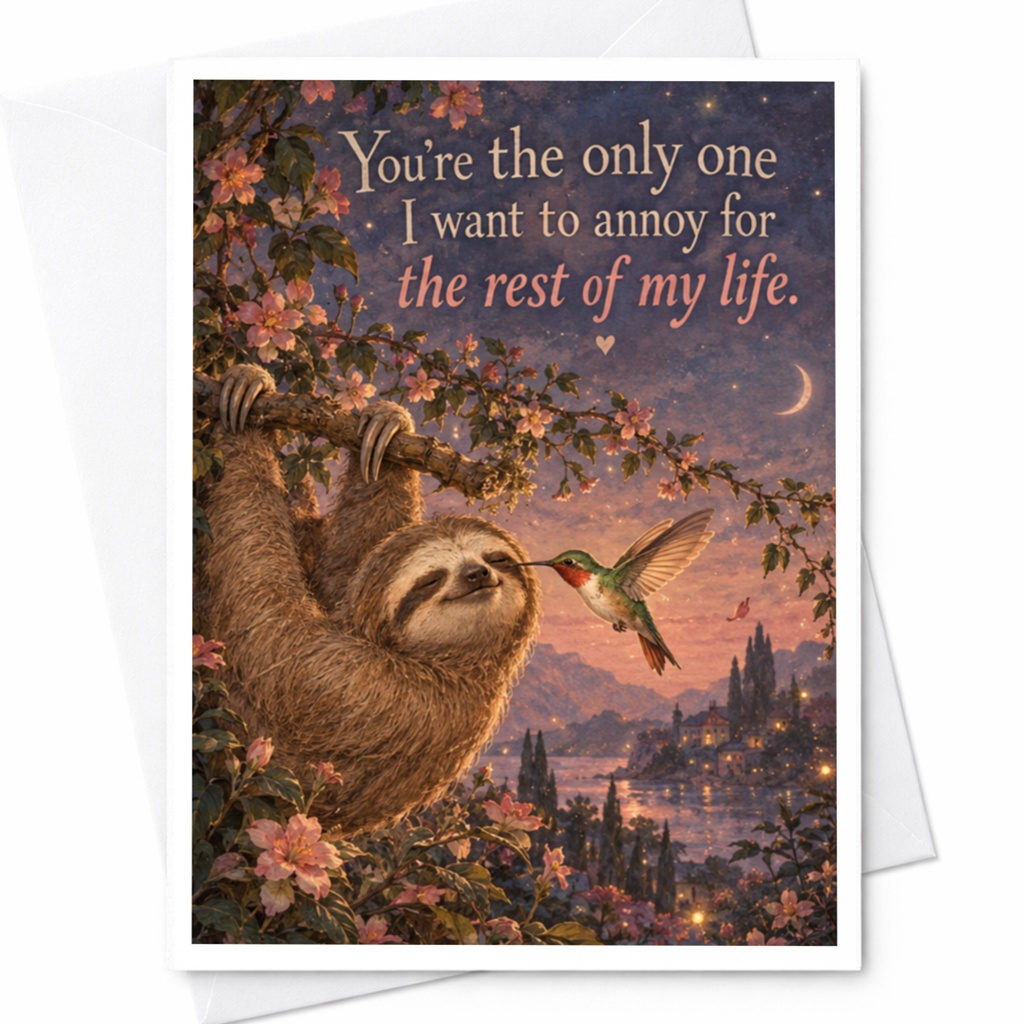 You're The Only One I Want To Annoy For The Rest Of My Life Anniversary Card Cute Sloth Romantic Greeting Card For Couple C9418