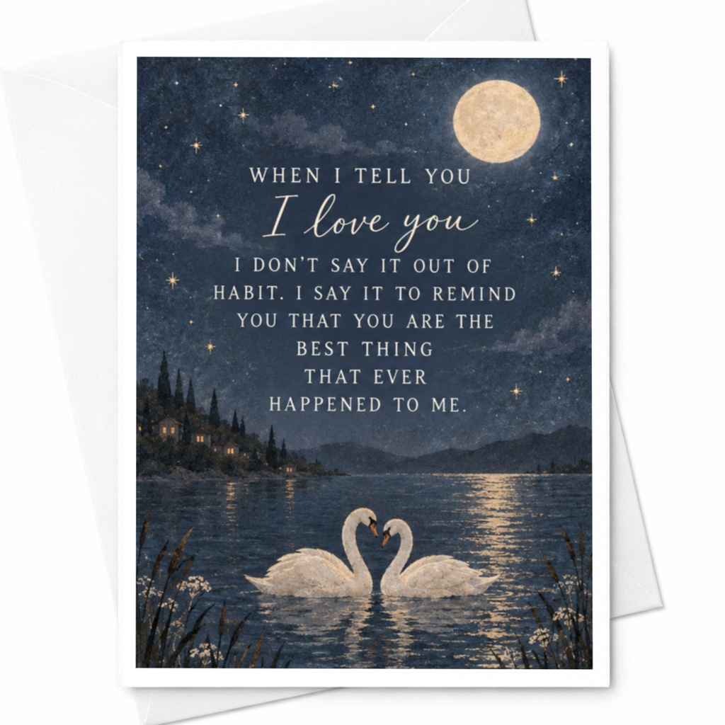 When I Tell You I Love You Romantic Card Swans Under Moonlight Anniversary Card For Wife Husband Sweet Love Card C9441