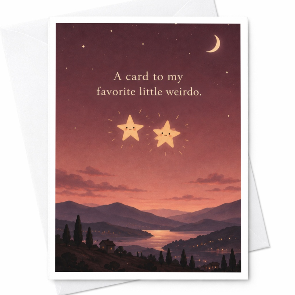 A Card To My Favorite Little Weirdo Friendship Card Cute Starry Night Greeting Card For Friend Funny Cute Card C9446