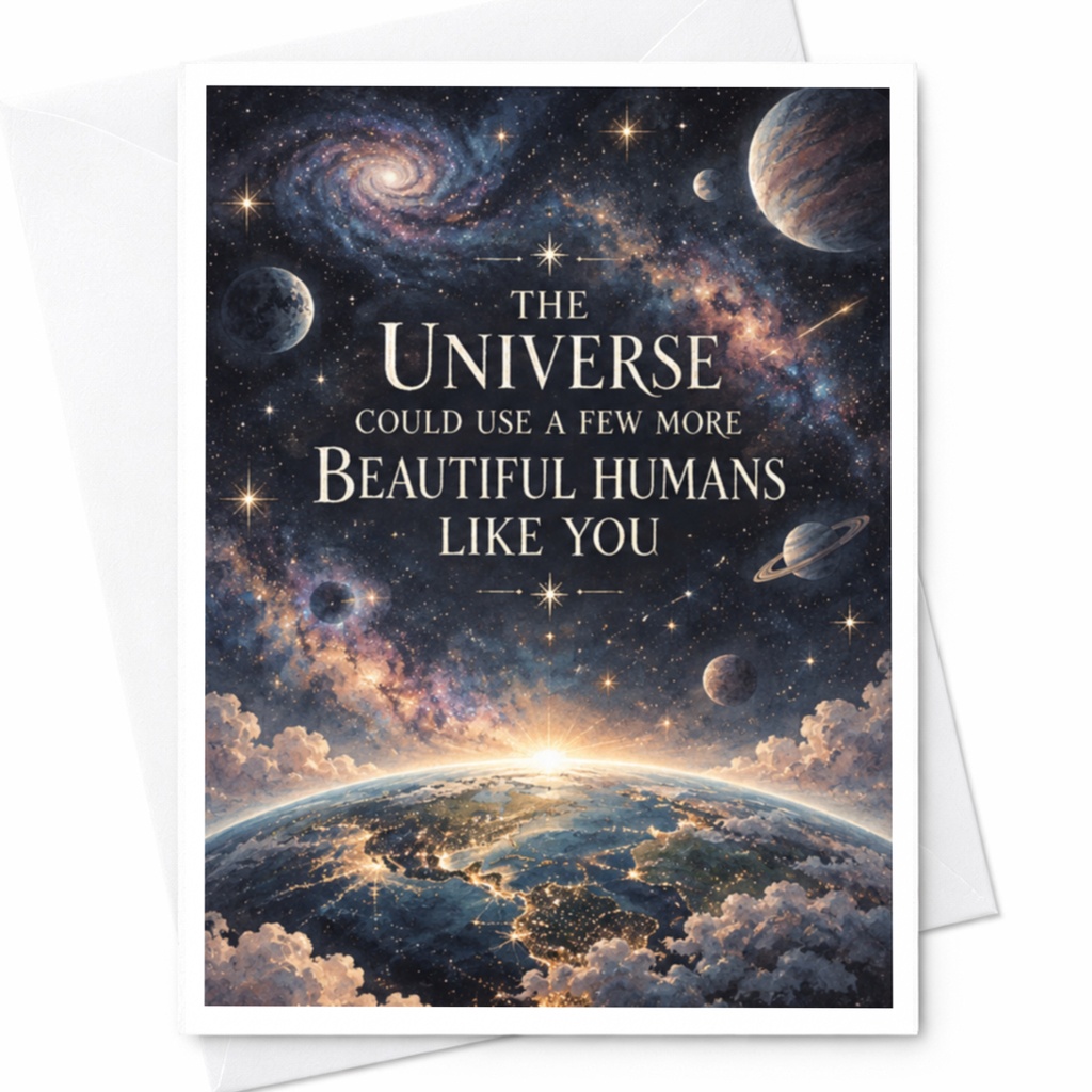 The Universe Could Use A Few More Beautiful Humans Like You Encouragement Card Cosmic Appreciation Card For Friend Inspirational C9427
