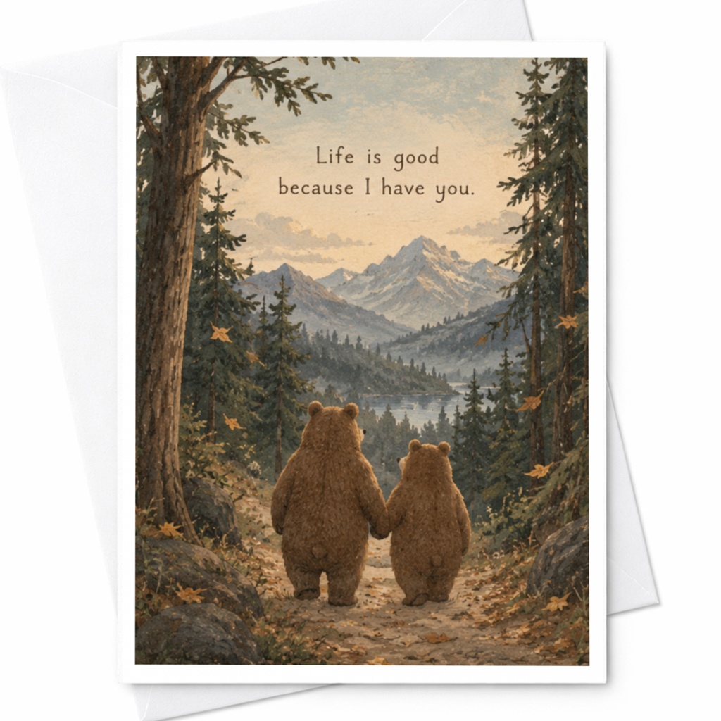 Life Is Good Because I Have You Anniversary Card Cute Bear Couple Romantic Greeting Card For Husband Wife Partner Love C9456