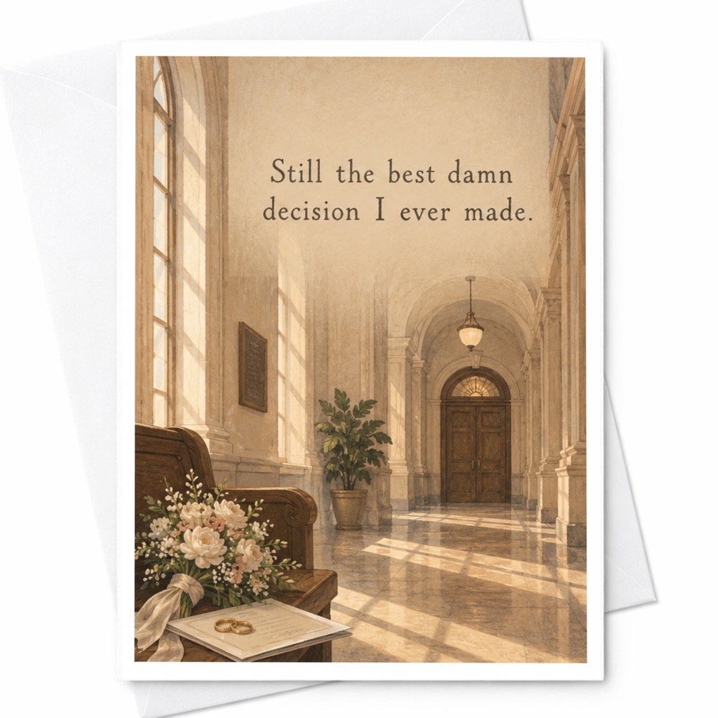 Still The Best Damn Decision I Ever Made Anniversary Card Romantic Wedding Scene For Husband Wife Sentimental Love Card C9458