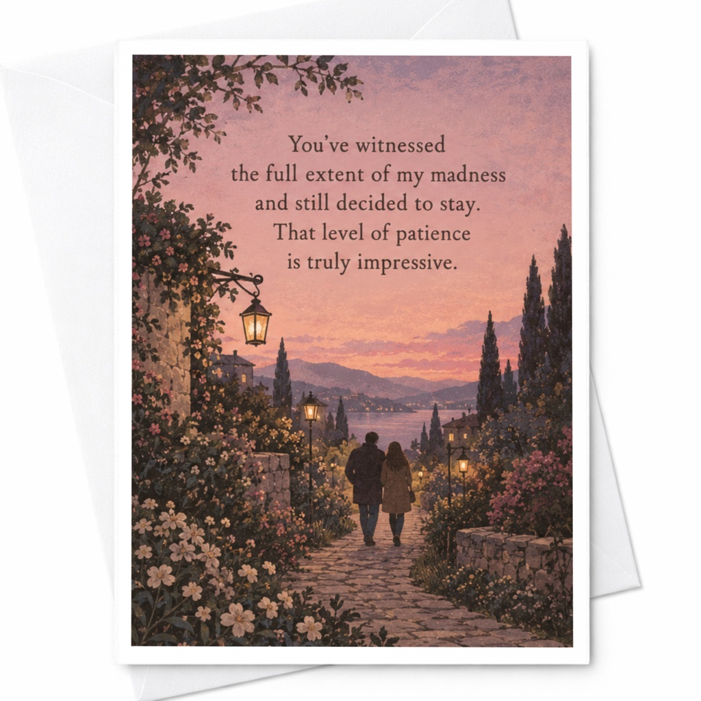You've Witnessed My Madness Anniversary Card Romantic Greeting Card For Couple Sweet Love Card Scenic Path C9463