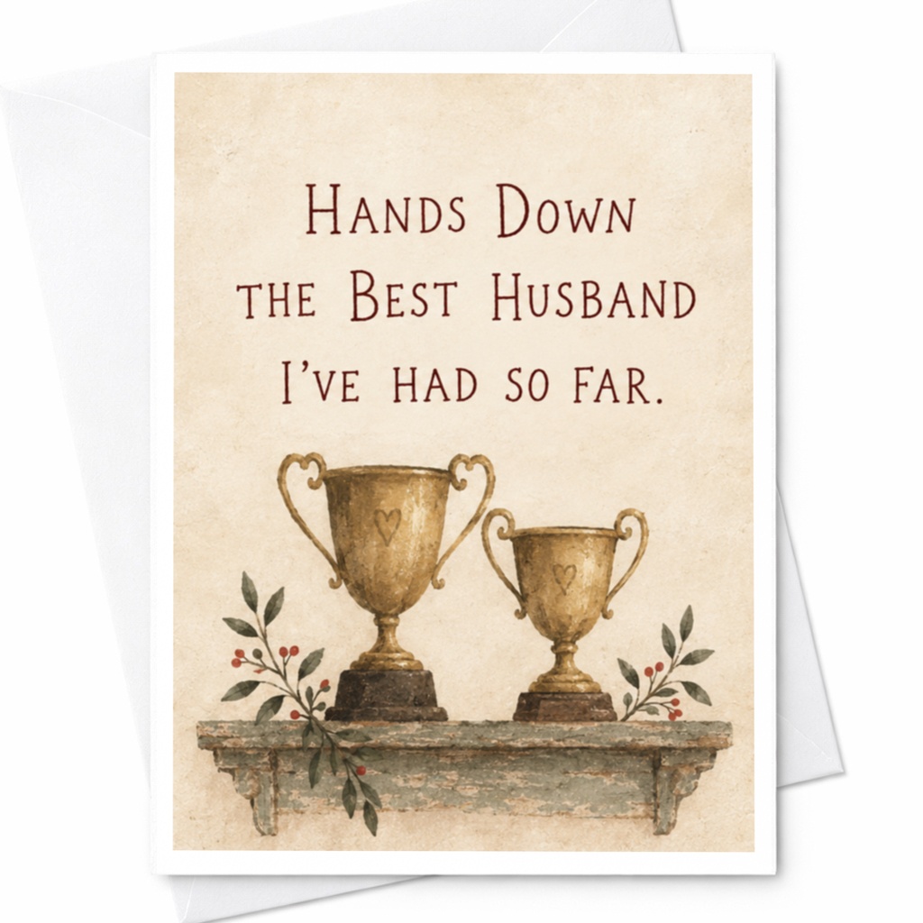Hands Down The Best Husband I've Had So Far Anniversary Card Funny Husband Card Romantic Greeting Card For Him Cute Trophies C9448