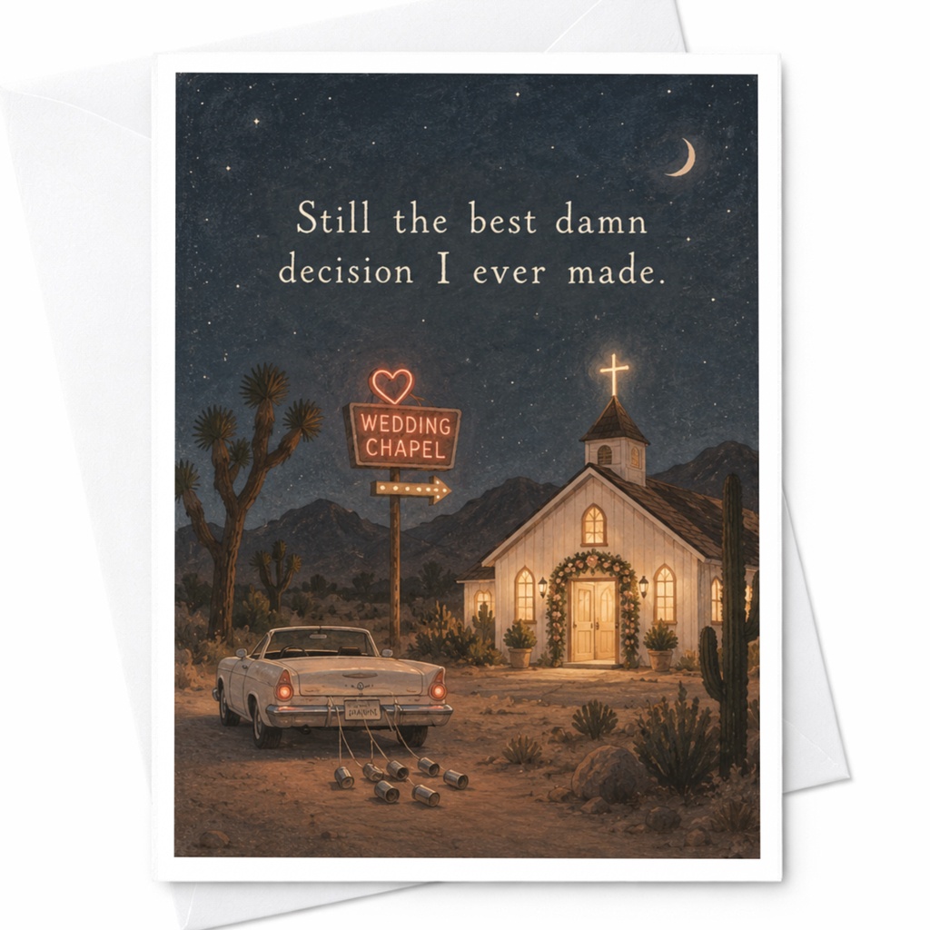 Still The Best Damn Decision I Ever Made Anniversary Card Romantic Wedding Chapel Scene For Husband Wife Love Card C9457