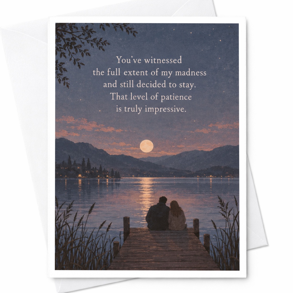 You've Witnessed My Madness Anniversary Card Romantic Couple Under Moonlight Love Card For Partner Sentimental Greeting Card C9464