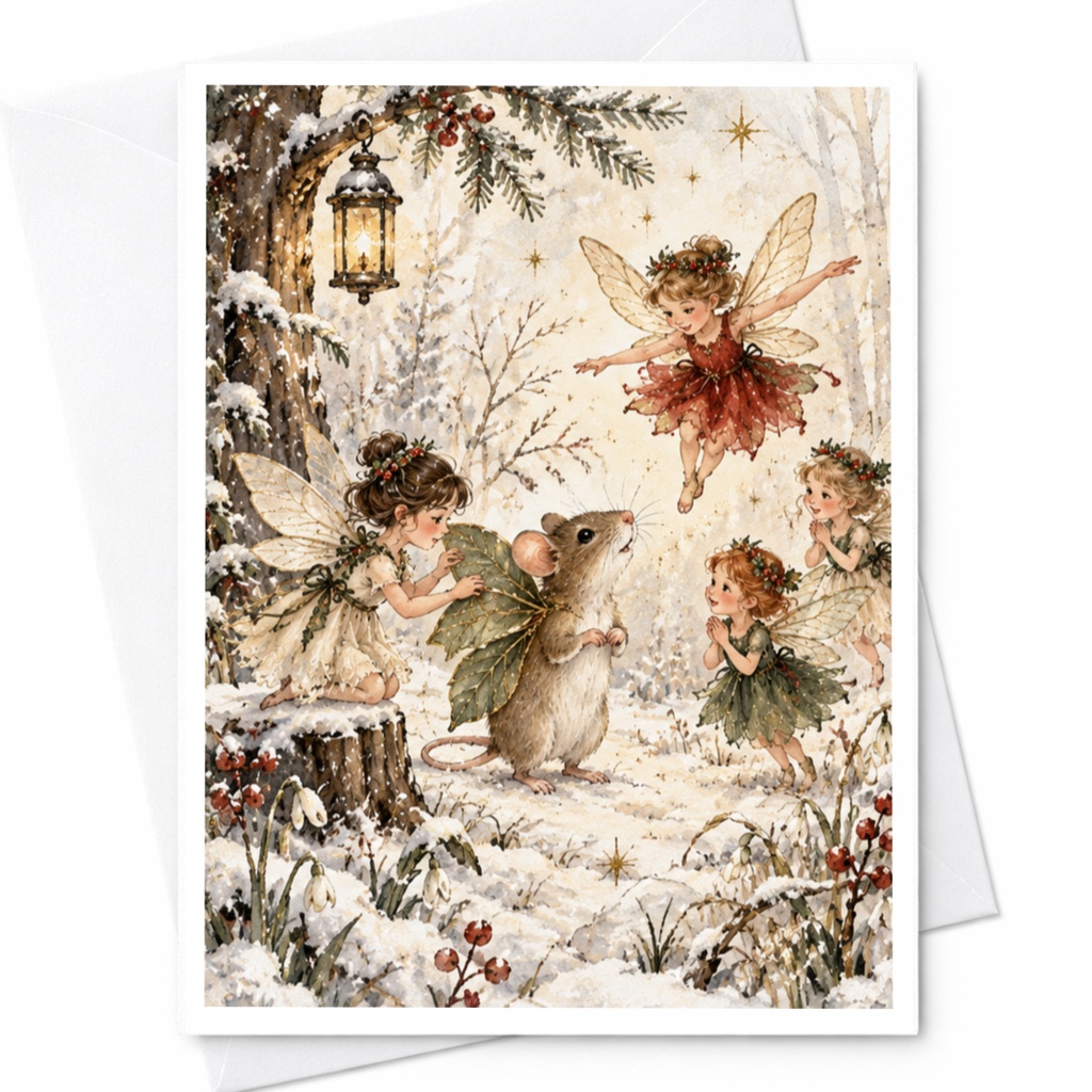 Fairy Tale Winter Forest Card Blank Greeting Card Enchanted Woodland Scene For Nature Lover Cute Fantasy Art Card C9525
