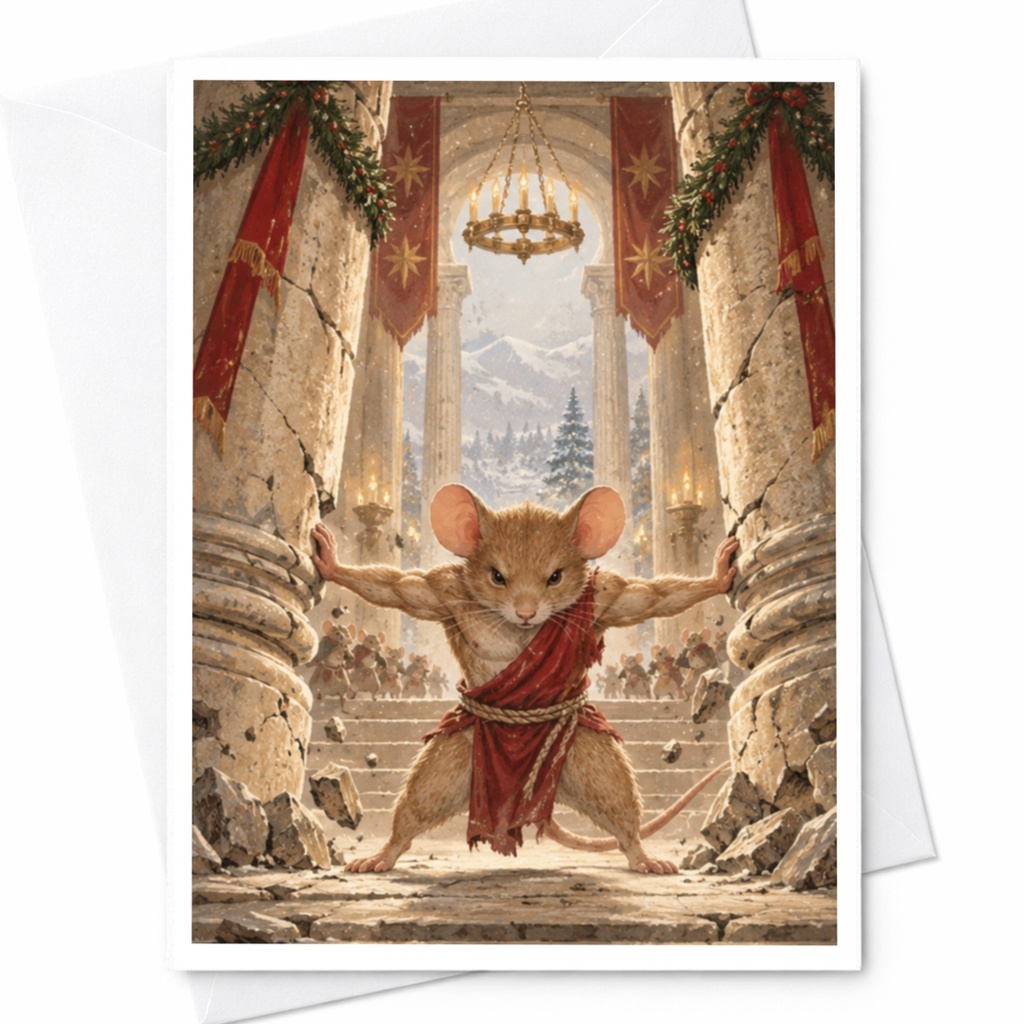 Mouse In Ancient Setting Blank Greeting Card Cute Animal Art Card For Animal Lover Whimsical Illustration Everyday Card C9639
