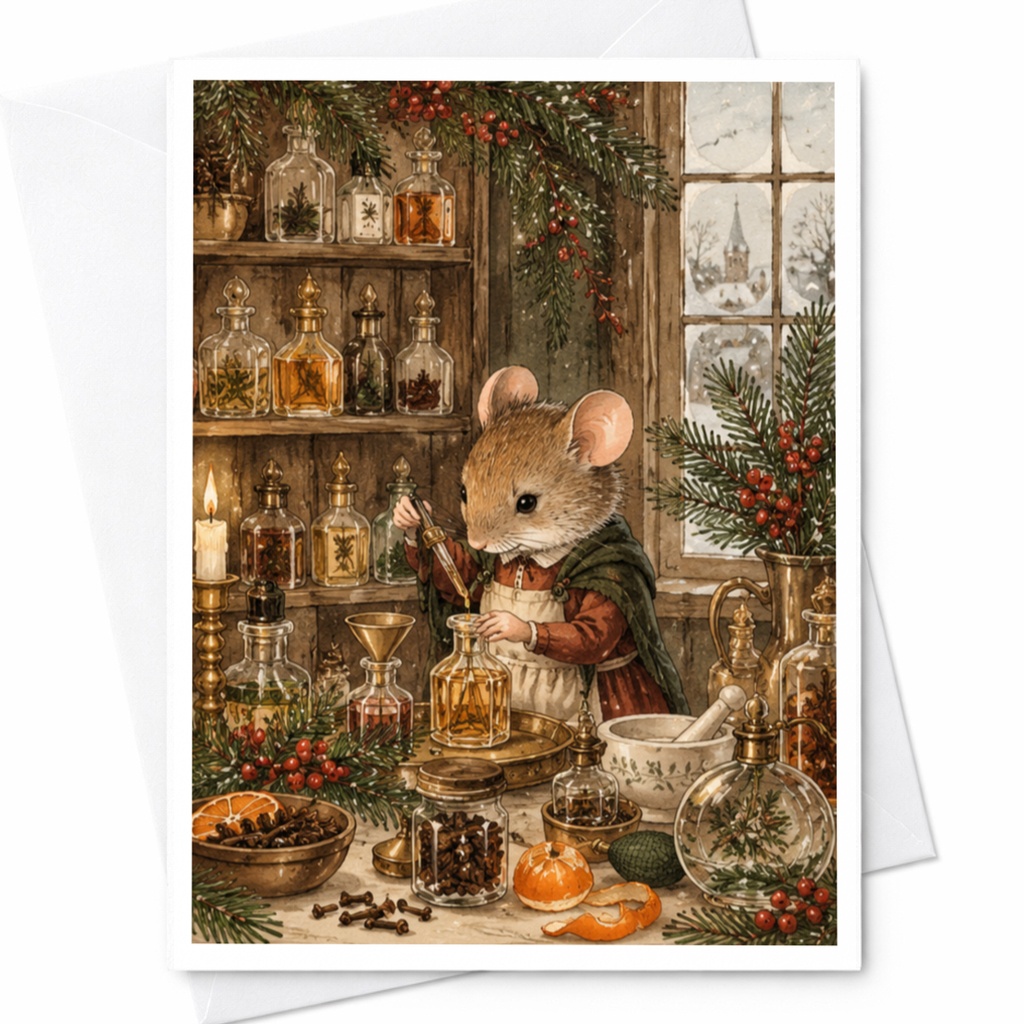 Mouse Apothecary Card Cute Animal Illustration Blank Greeting Card Woodland Creature Art For Nature Lover Whimsical Everyday Card C9622