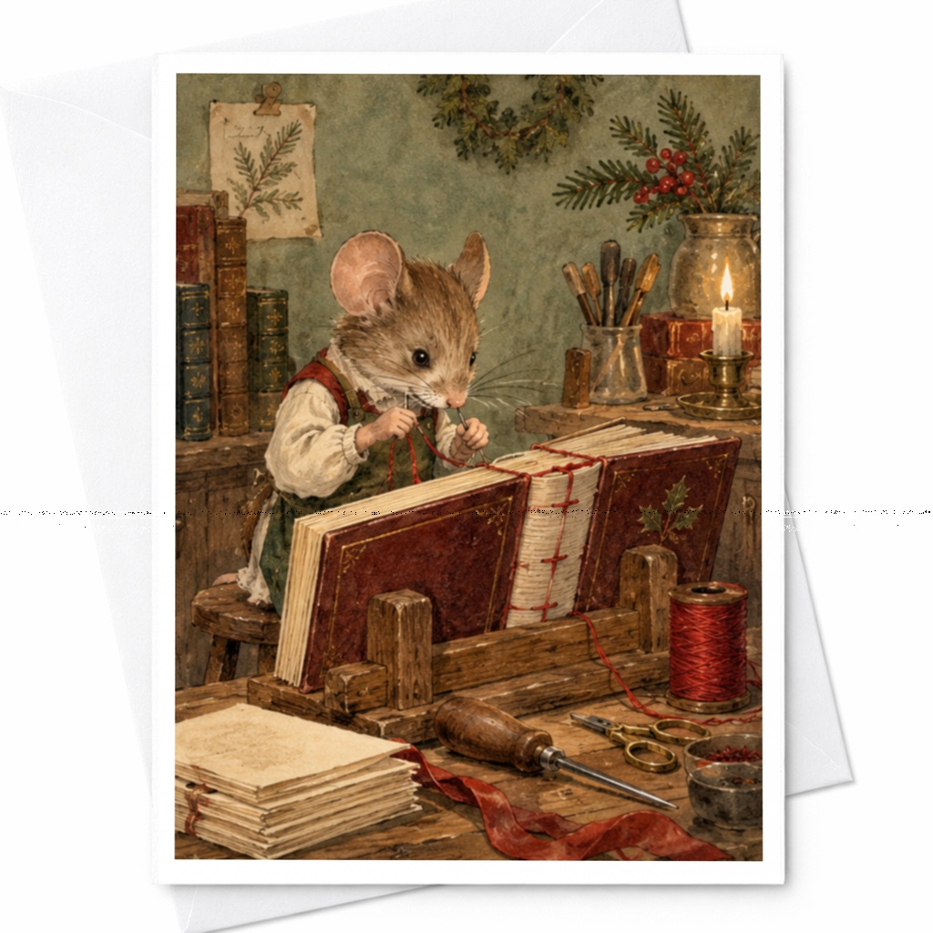 Mouse Crafting Card Cozy Animal Art Blank Greeting Card For Animal Lover Cute Woodland Illustration Everyday Card C9630