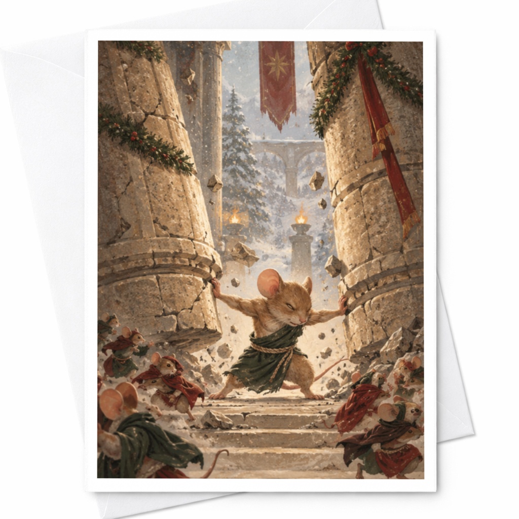 Heroic Mouse Adventure Card Blank Greeting Card Fantasy Animal Art For Kids Cute Whimsical Illustration Everyday Card C9640