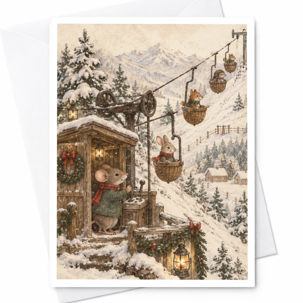 Winter Woodland Animals Christmas Card Cute Holiday Greeting Card For Animal Lover Festive Snowy Scene Adorable Seasonal Card C9681