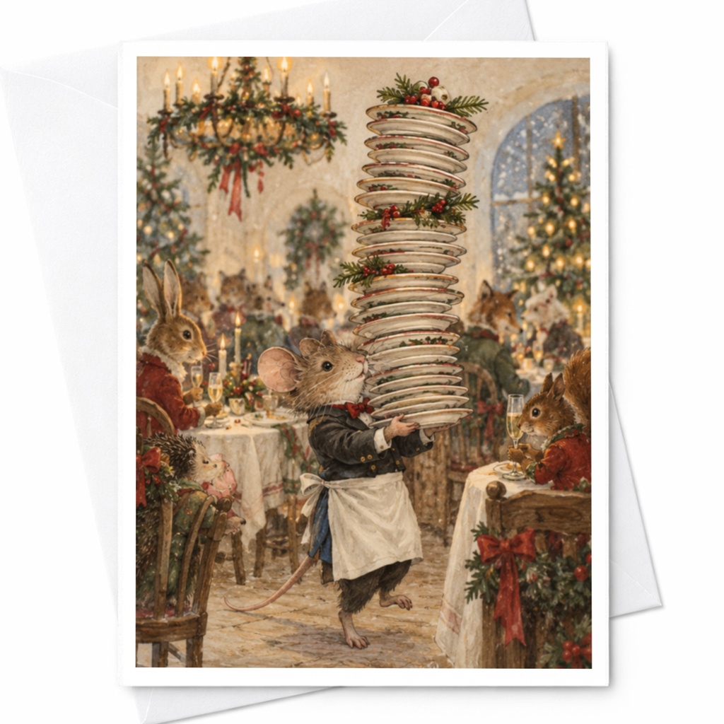 Festive Animal Gathering Christmas Card Cute Holiday Greeting Card Woodland Animals Celebration For Animal Lover C9714
