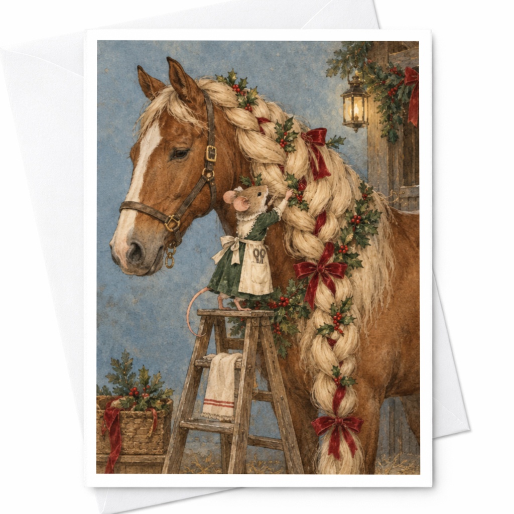 Horse With Braided Mane Card Cute Animal Greeting Card Blank Note Card For Horse Lover Whimsical Art Everyday Card C9718