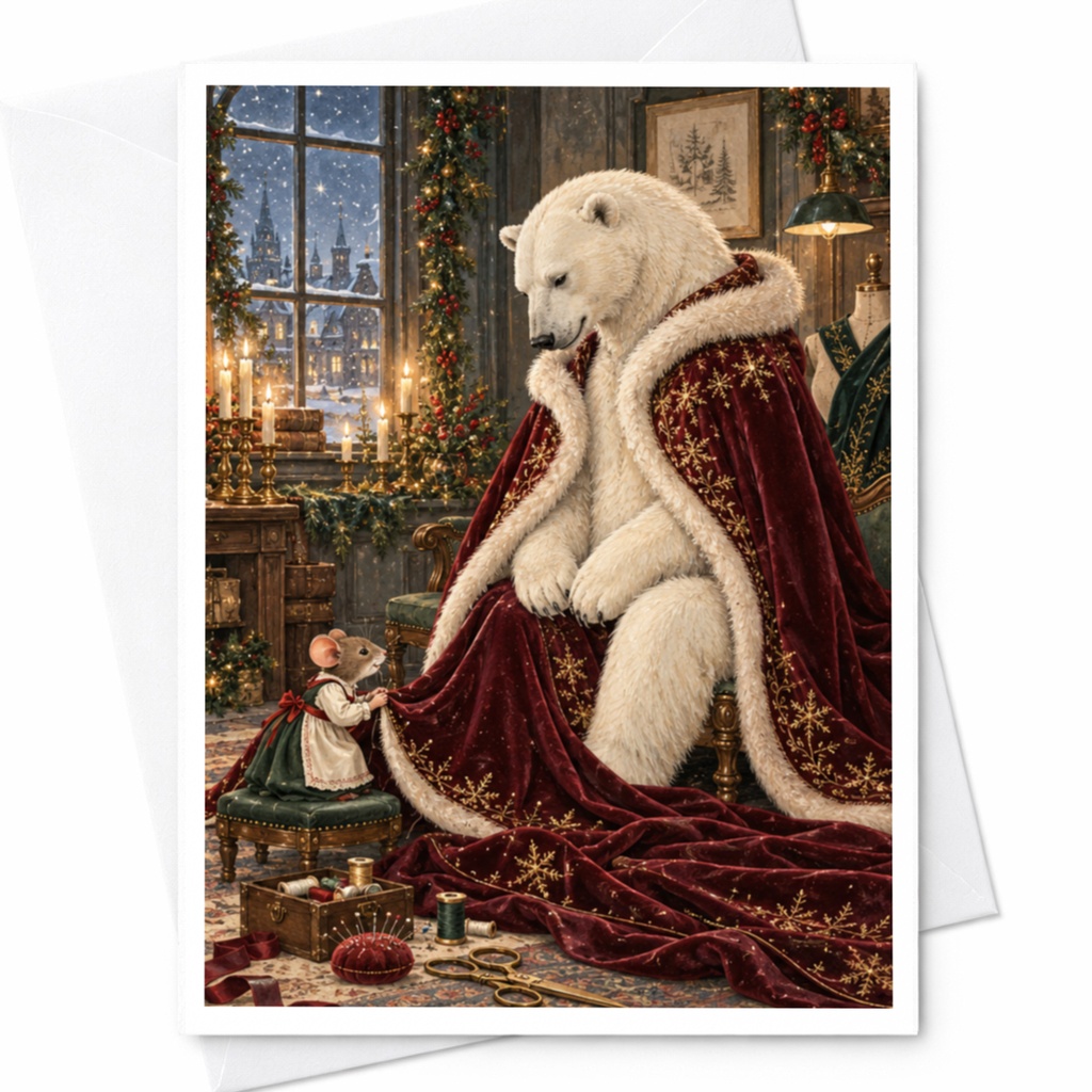 Polar Bear Christmas Card Festive Animal Greeting Card Winter Wonderland Holiday Card For Animal Lover Cute Seasonal Card C9770