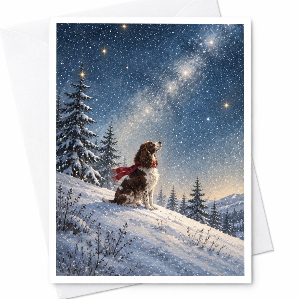 Dog In Snowy Landscape Christmas Card Winter Scene Greeting Card For Dog Lover Holiday Card Cute Animal Card C9930
