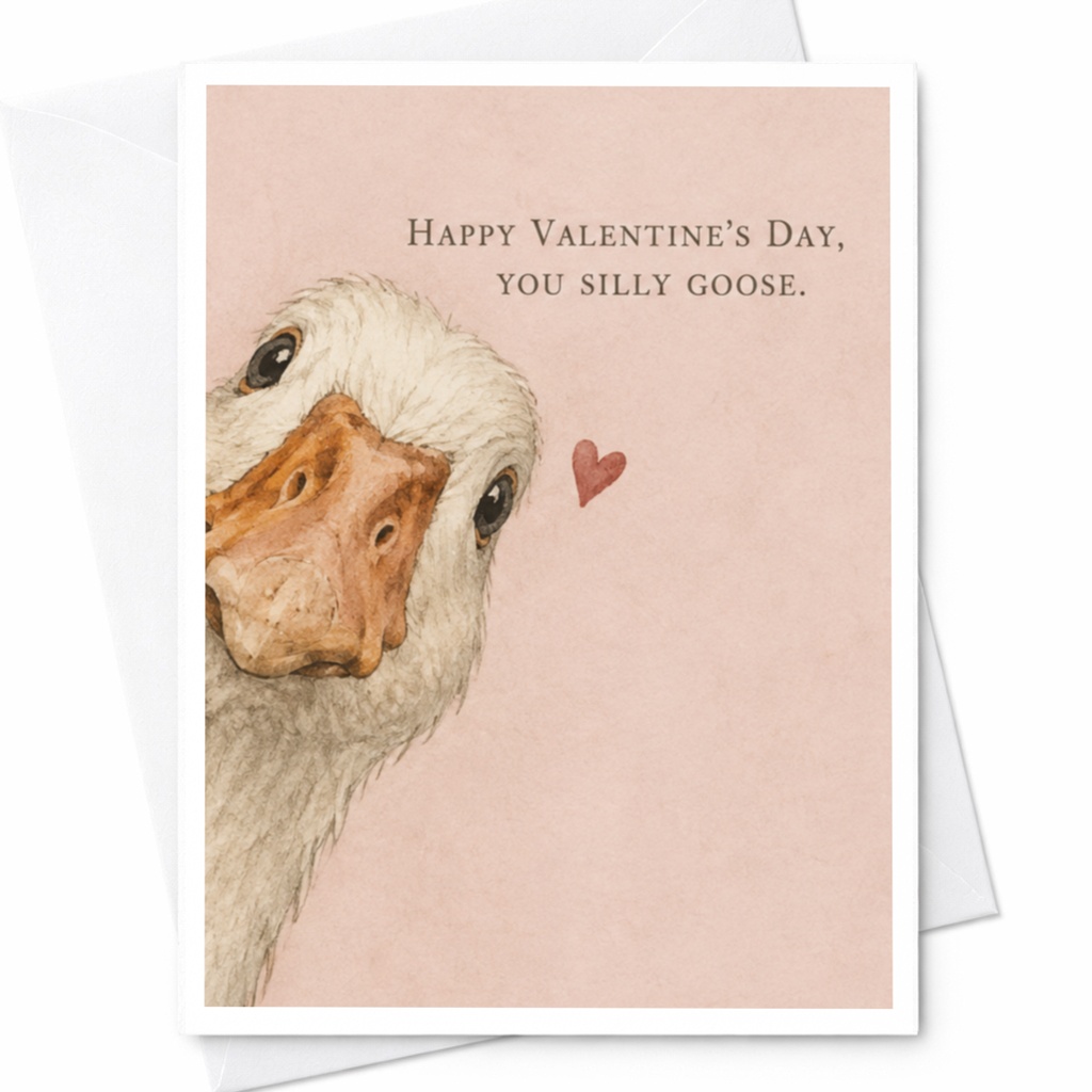 Happy Valentine's Day, You Silly Goose Funny Valentine's Day Card Cute Animal Card For Him Her Romantic Goose Love Card C9944