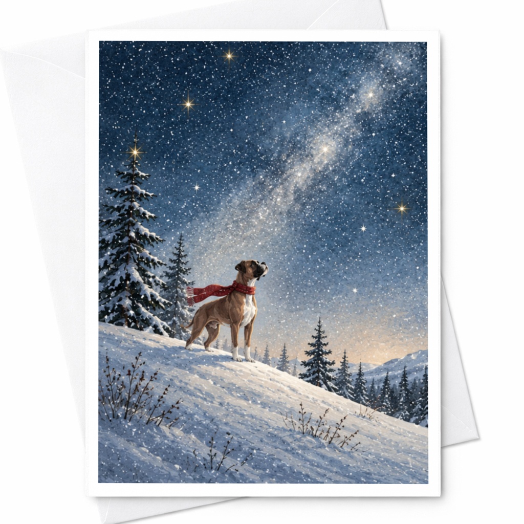 Dog In Snowy Landscape Christmas Card Winter Scene Greeting Card For Dog Lover Holiday Card Cute Animal Card C9931