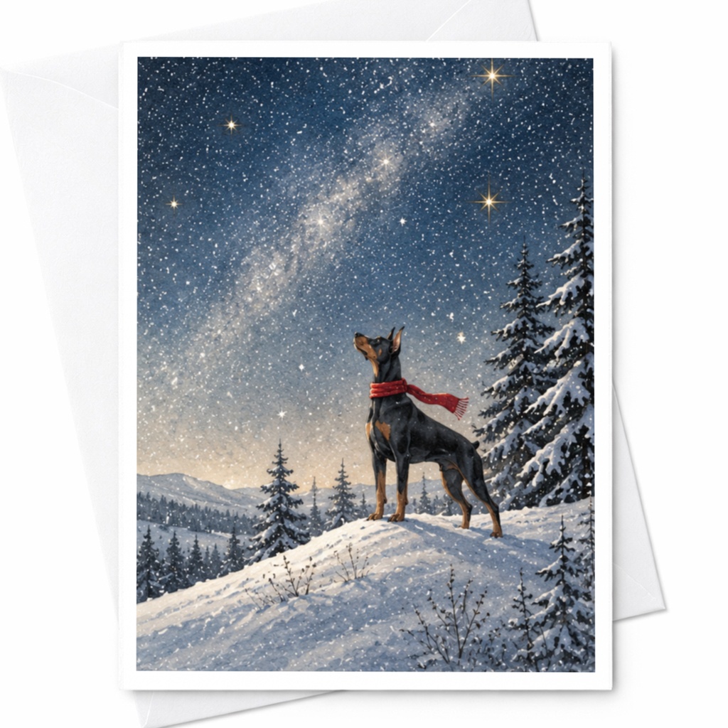 Dog In Snowy Landscape Christmas Card Winter Scene Greeting Card For Dog Lover Holiday Card Cute Animal Card C9934
