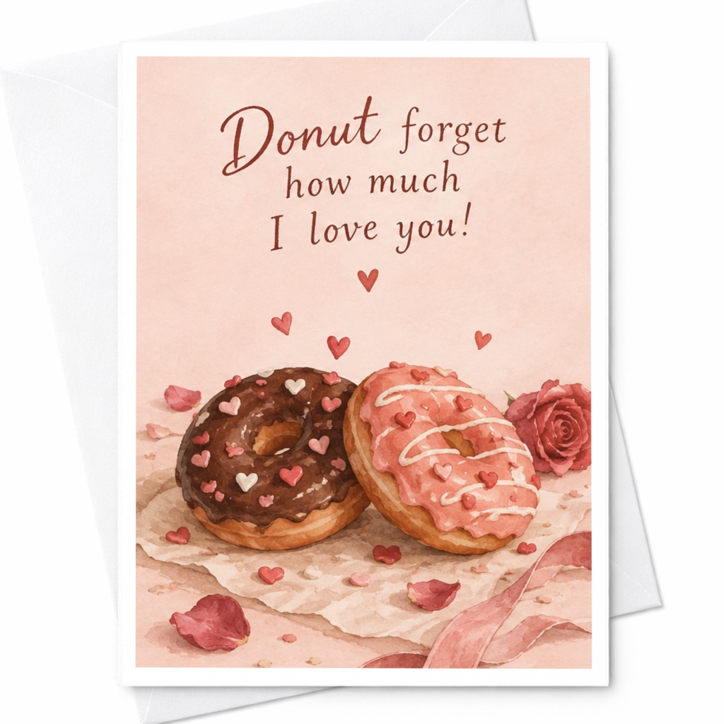Donut Forget How Much I Love You Cute Love Card Romantic Greeting Card For Her Him Sweet Anniversary Card Donut Lovers C9946