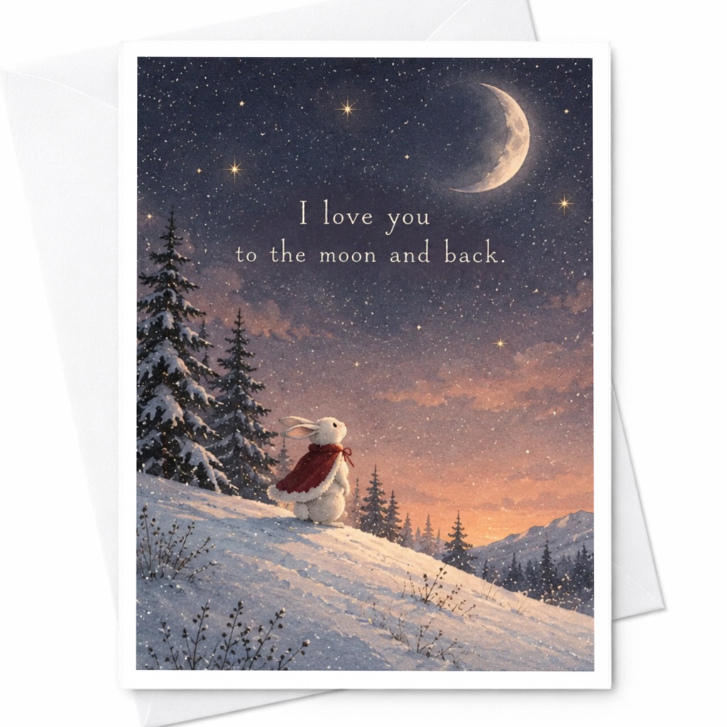 I Love You To The Moon And Back Romantic Love Card Cute Bunny Under Moonlit Sky Anniversary Card For Her Sweet Sentimental C9976