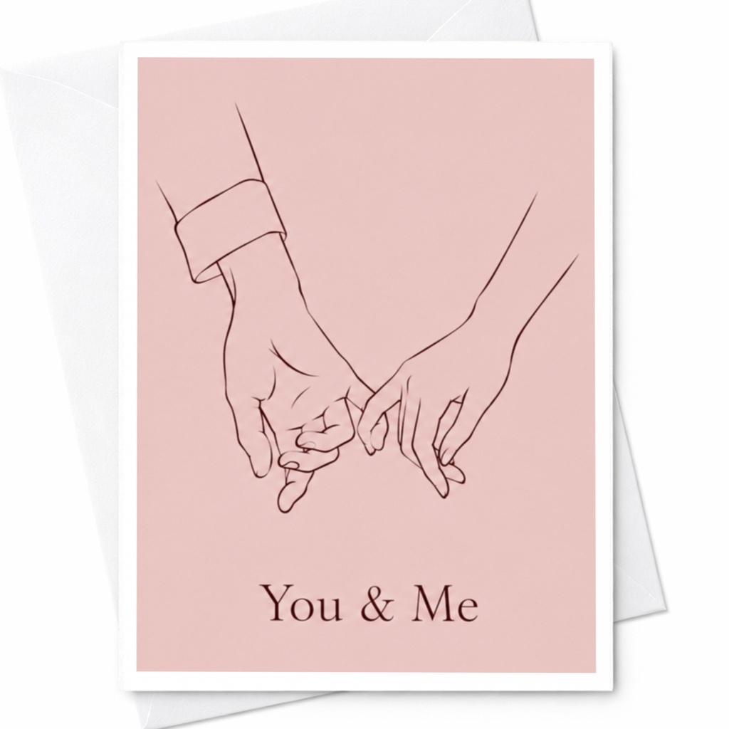 You & Me Romantic Wedding Card Anniversary Card Couple Love Greeting Card Cute Illustration For Husband Wife C9982