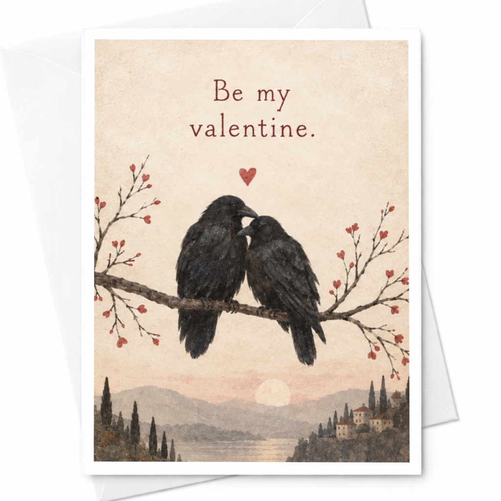 Be My Valentine Romantic Valentine's Day Card Two Birds On Branch Heart Cute Love Card For Her Him Sweet Couple C9966