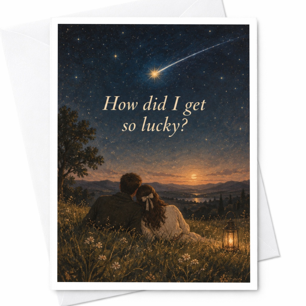 How Did I Get So Lucky? Romantic Anniversary Card For Couple Under Starry Sky Love Greeting Card Sentimental Gift C10002