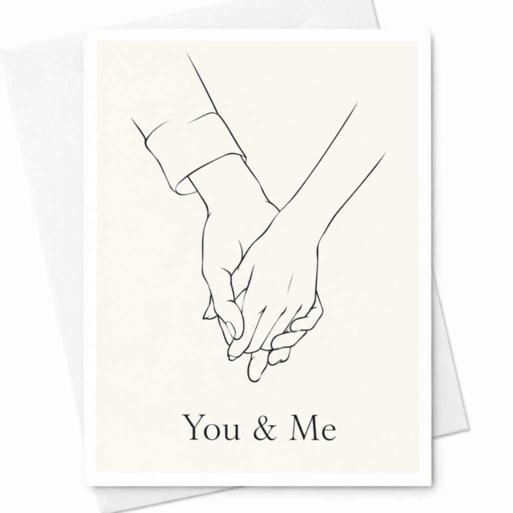 You & Me Anniversary Card Romantic Greeting Card For Couple Love Card Minimal Line Art Wedding Engagement C9981