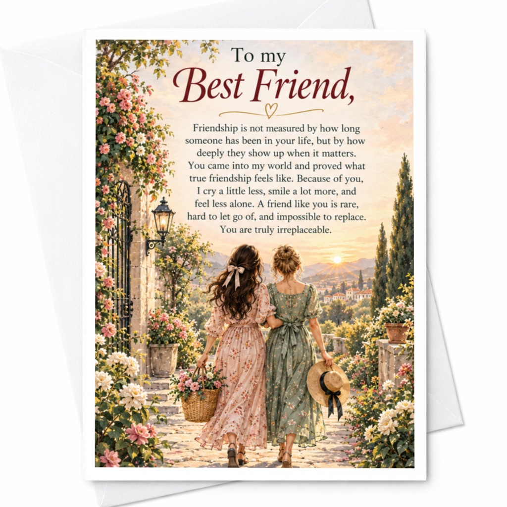To My Best Friend Friendship Card Sentimental Greeting Card For Bestie Heartfelt Message Birthday Card For Friend Special Occasion C10009