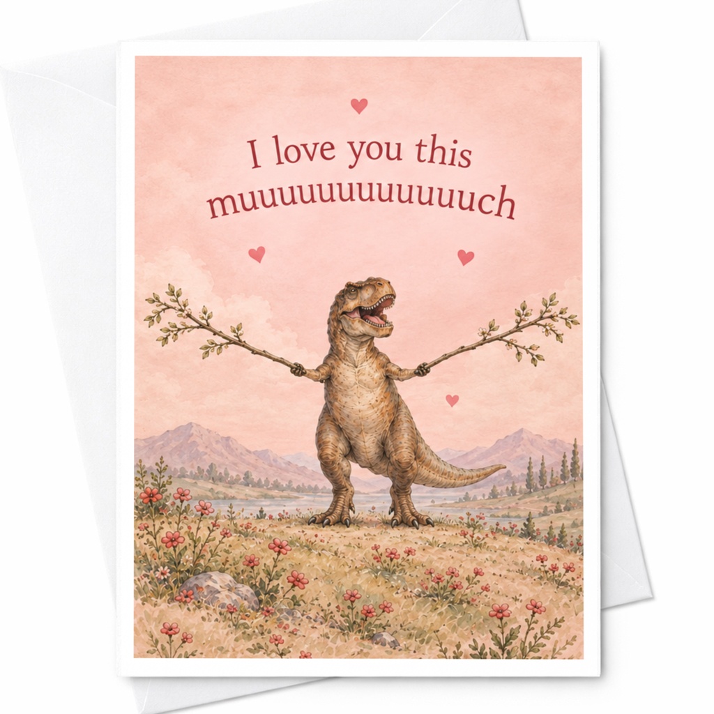 I Love You This Muuuuuuuuuuuch Dinosaur Love Card Cute Romantic Greeting Card For Her Him Anniversary Valentine C10016