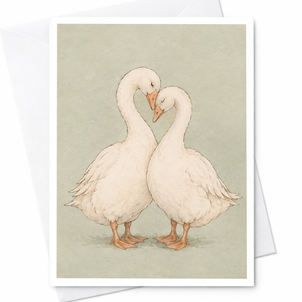 Swan Couple Wedding Card Romantic Animal Greeting Card For Newlyweds Love Card Cute Anniversary Card For Couple C9988