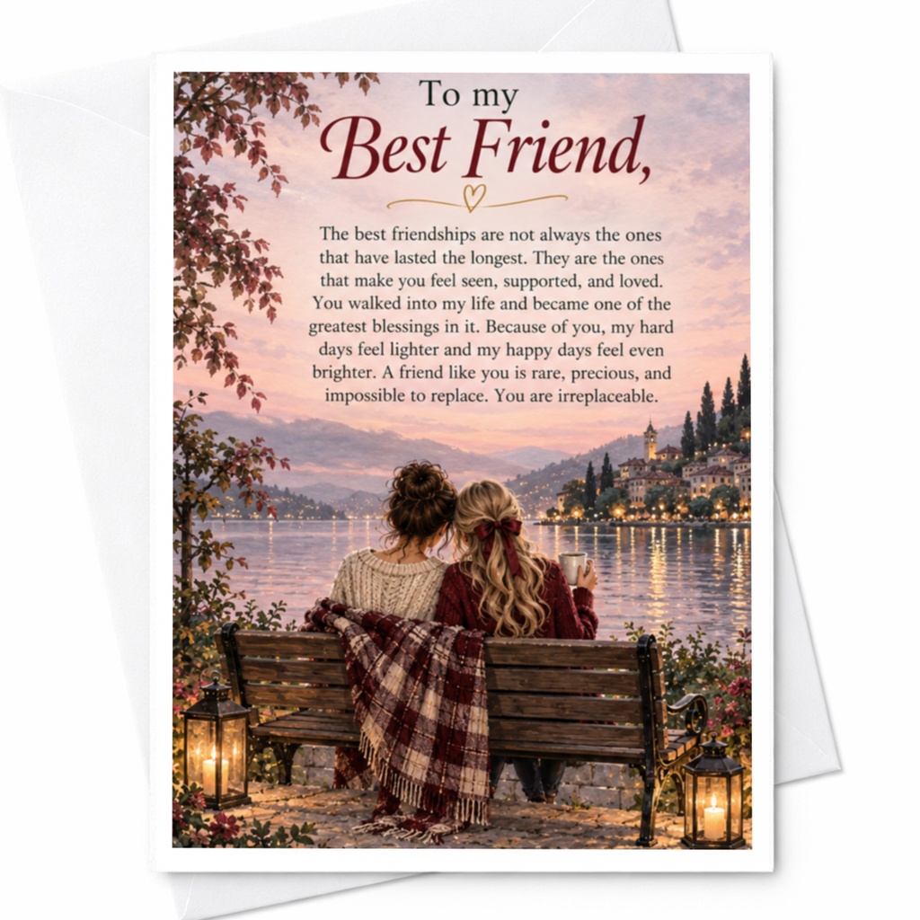 To My Best Friend Friendship Card Heartfelt Message For Bestie Appreciation Card For Her Emotional Greeting Card C10010