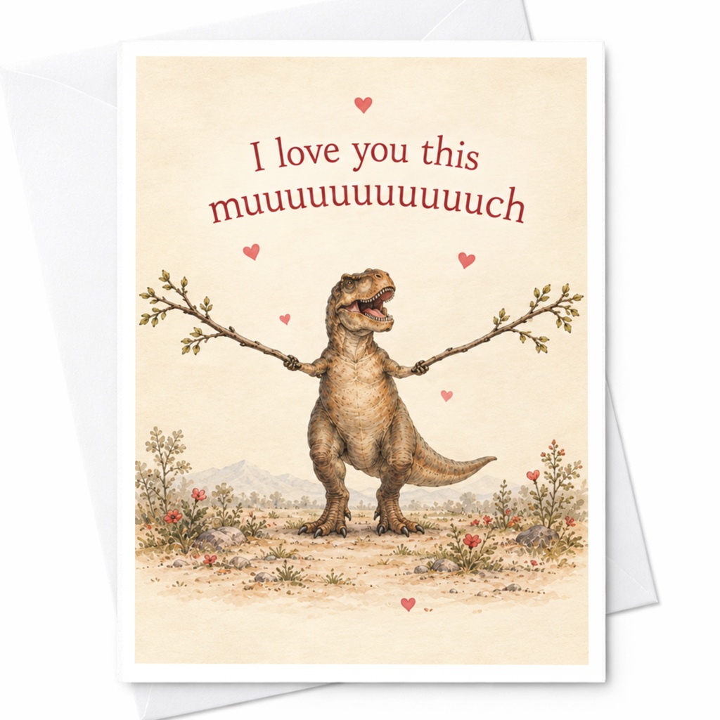 I Love You This Muuuuuuuuuuuch Dinosaur Love Card Cute Romantic Greeting Card For Him Her Anniversary Valentine C10015