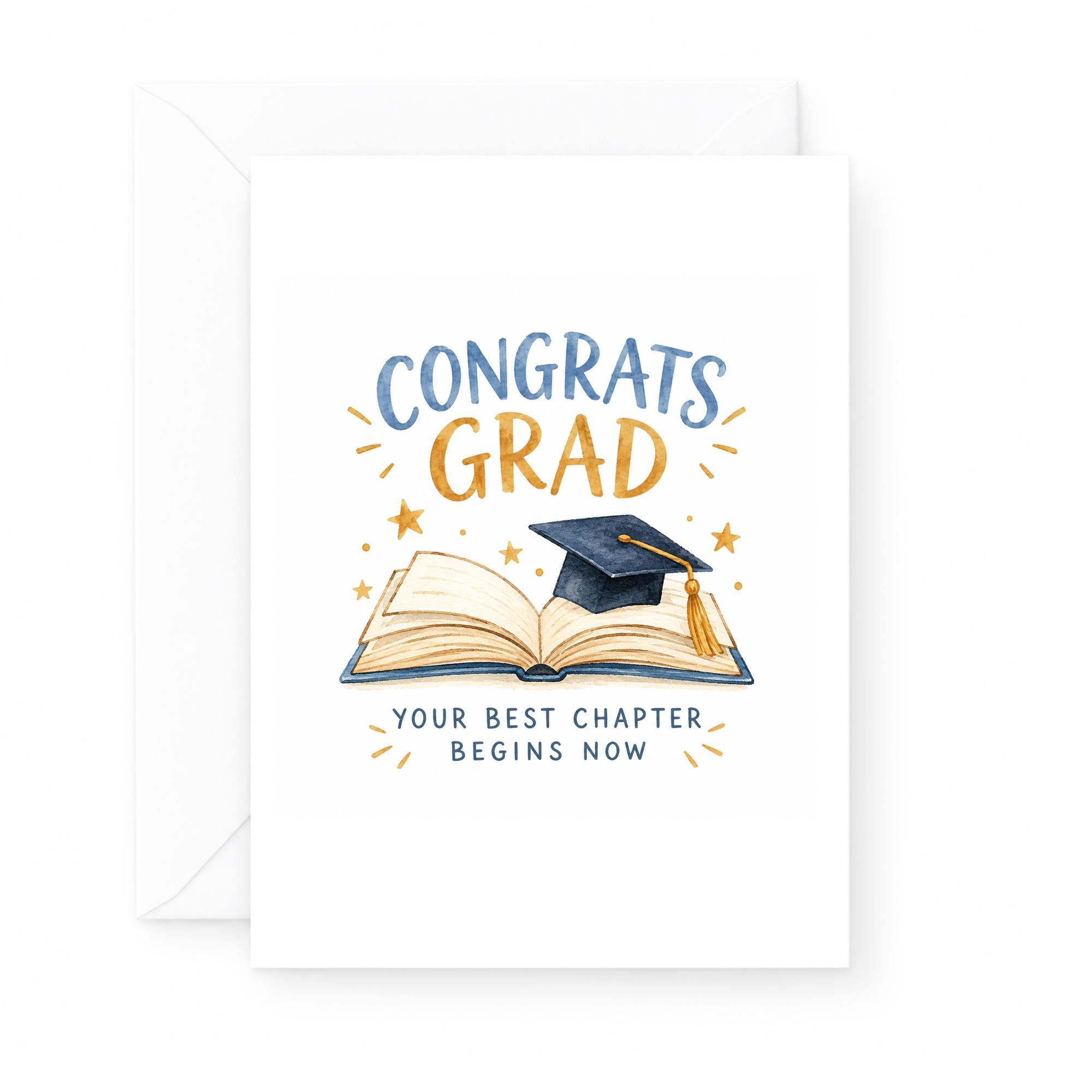 Congrats Grad Your Best Chapter Begins Now Graduation Card For Graduate Inspirational Congrats Card Watercolor Cap C1931