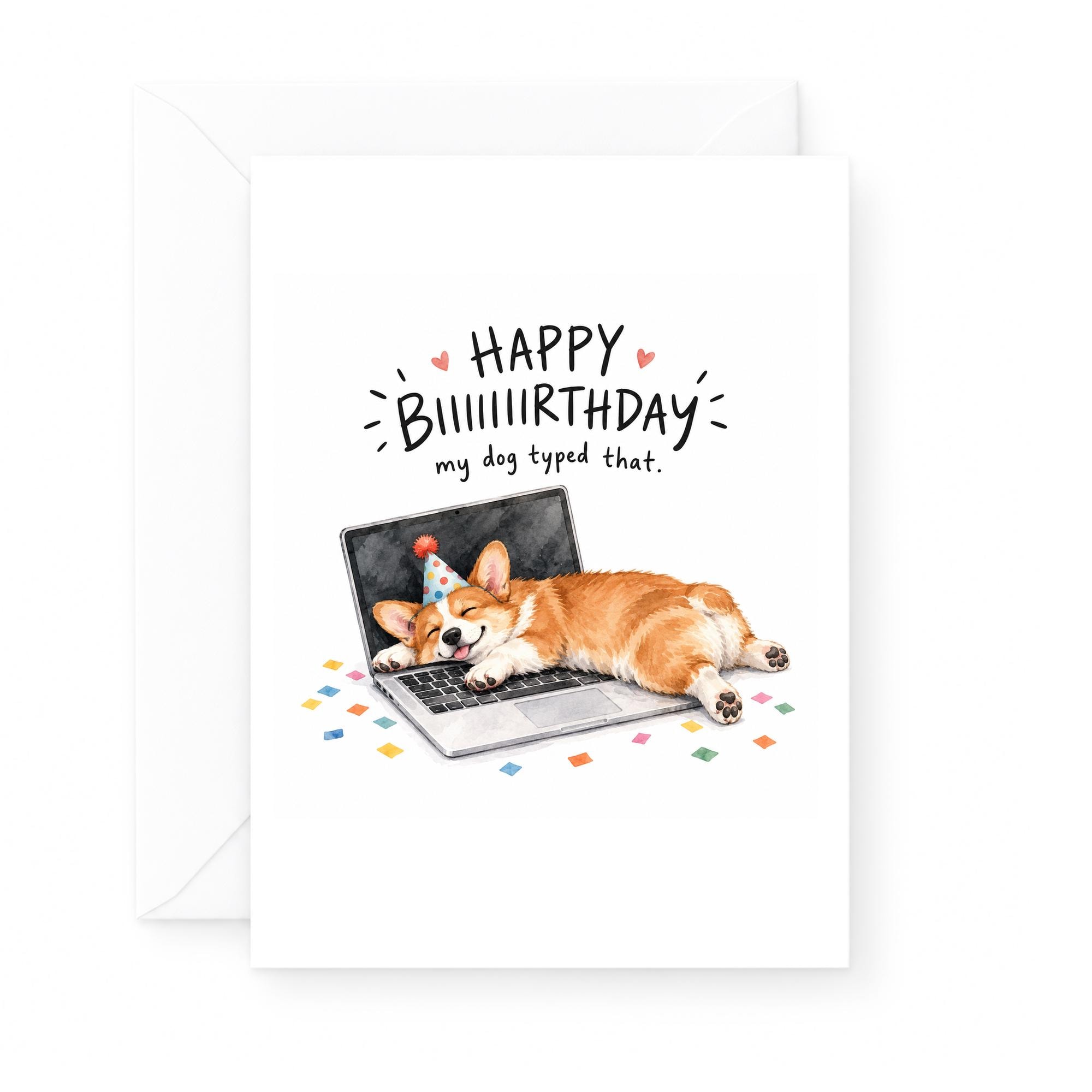 Happy Biiiiirthday My Dog Typed That Funny Birthday Card Cute Dog Lover Card For Friend Animal Greeting Card C1933