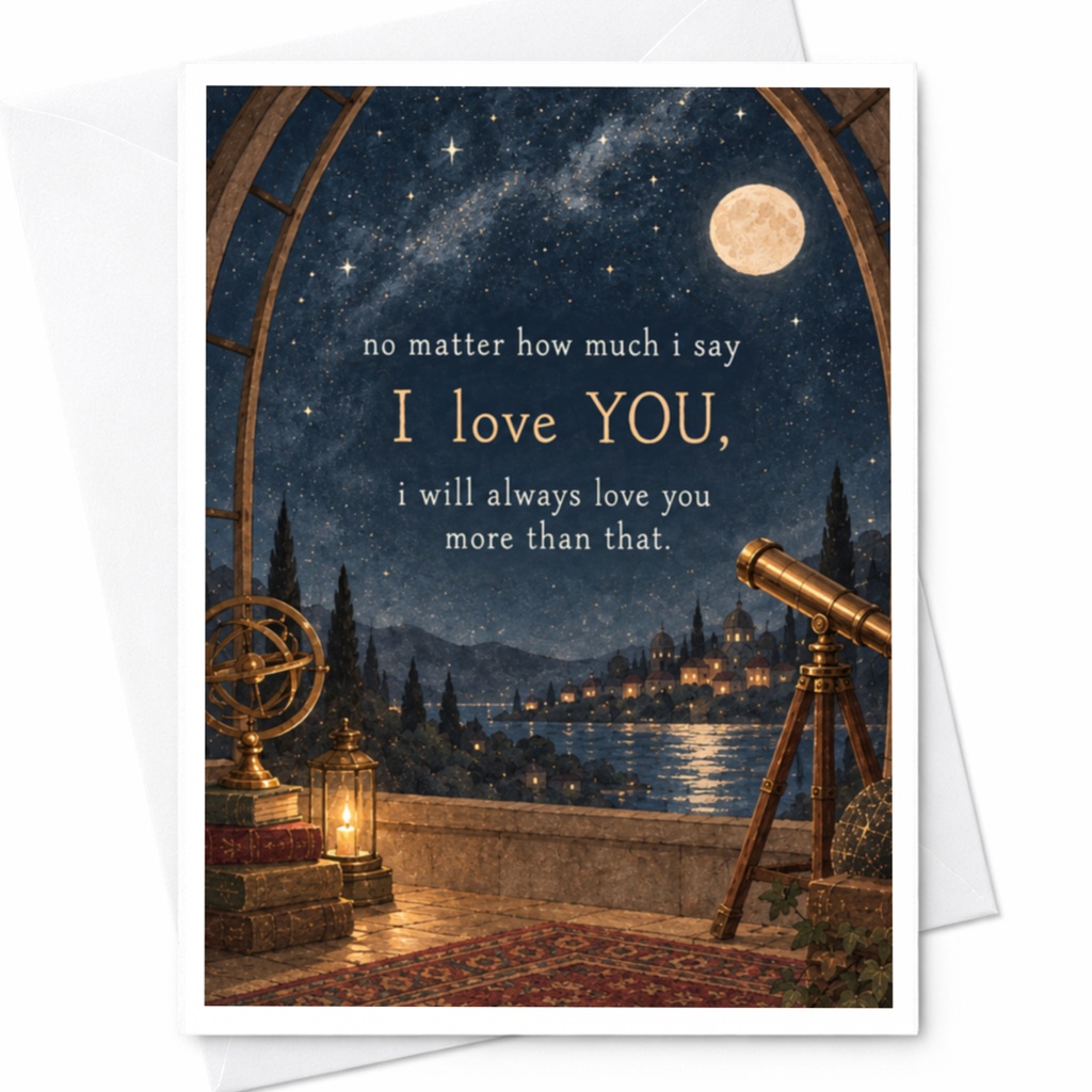 No Matter How Much I Say I Love You Romantic Love Card Anniversary Card For Him Her Starry Night Scene C10061