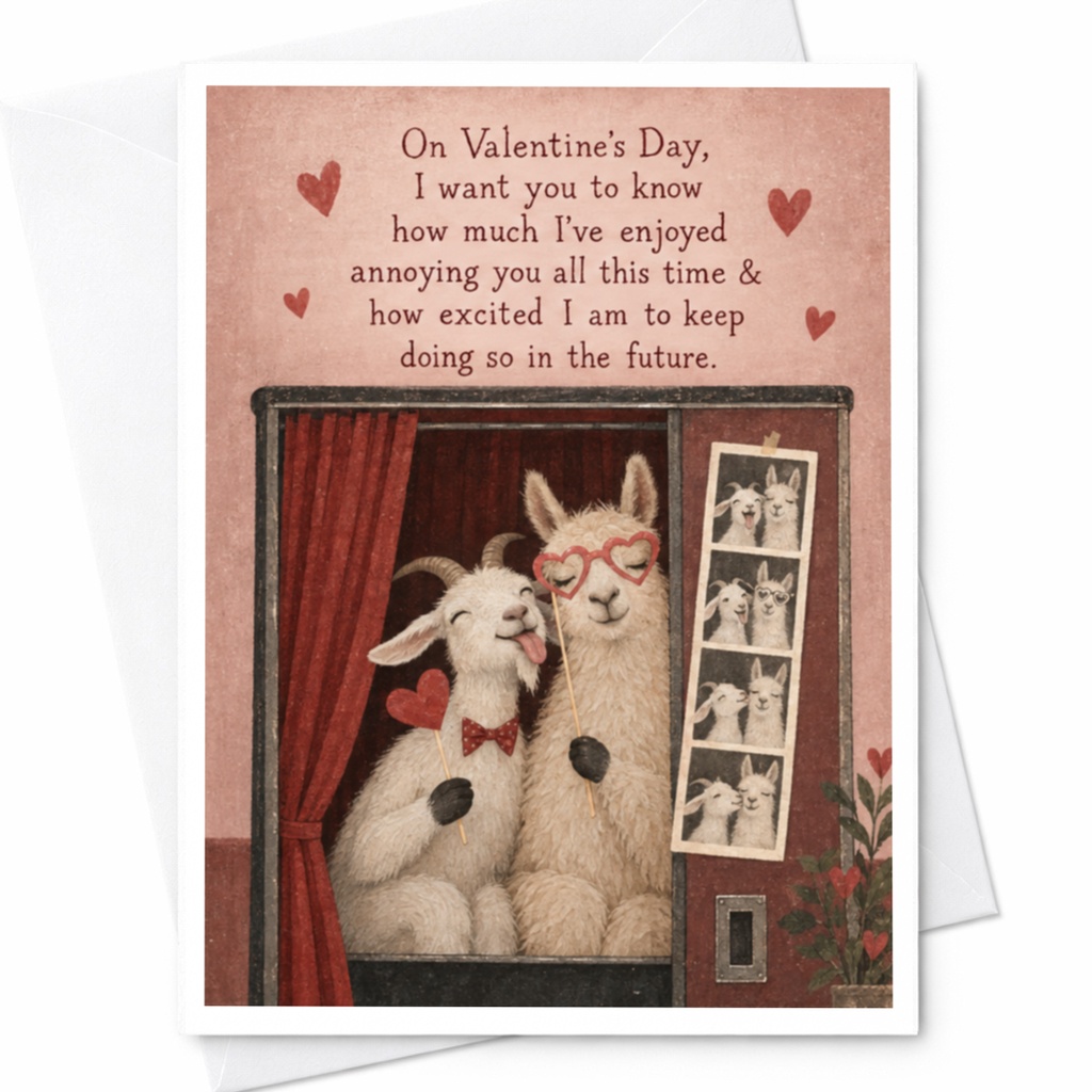 On Valentine's Day Funny Valentine's Day Card Cute Llama Couple Love Card Romantic Greeting Card For Partner Anniversary C10075