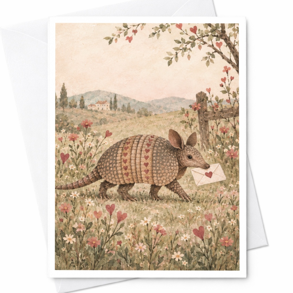 Armadillo Love Card Cute Animal Greeting Card Romantic Note Card For Her Nature Lover Sweet Anniversary Card C10045