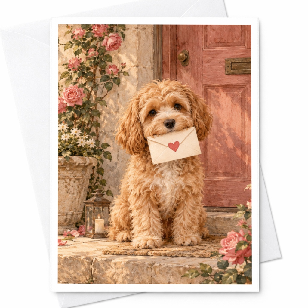 Dog With Heart Envelope Greeting Card Cute Puppy Love Card Romantic Animal Card For Dog Lover Anniversary Wedding C10098