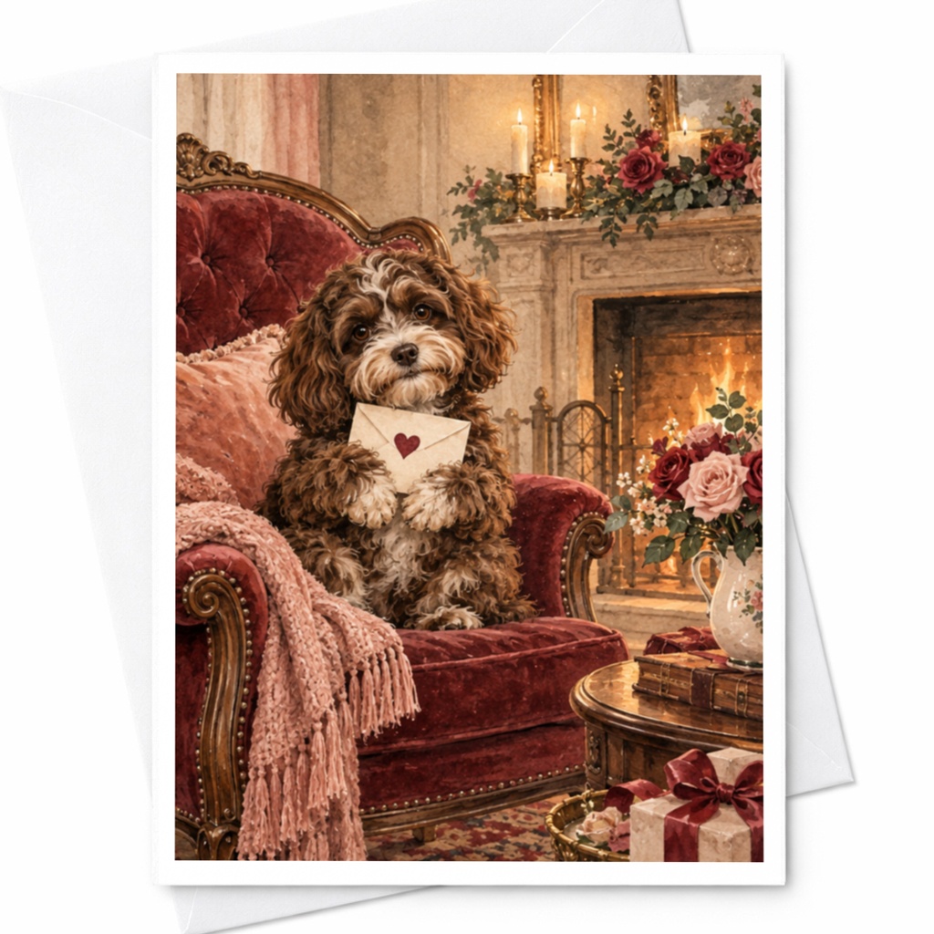 Dog With Heart Envelope Love Card Romantic Greeting Card Cute Puppy Illustration For Dog Lover Anniversary Card Sweet C10063