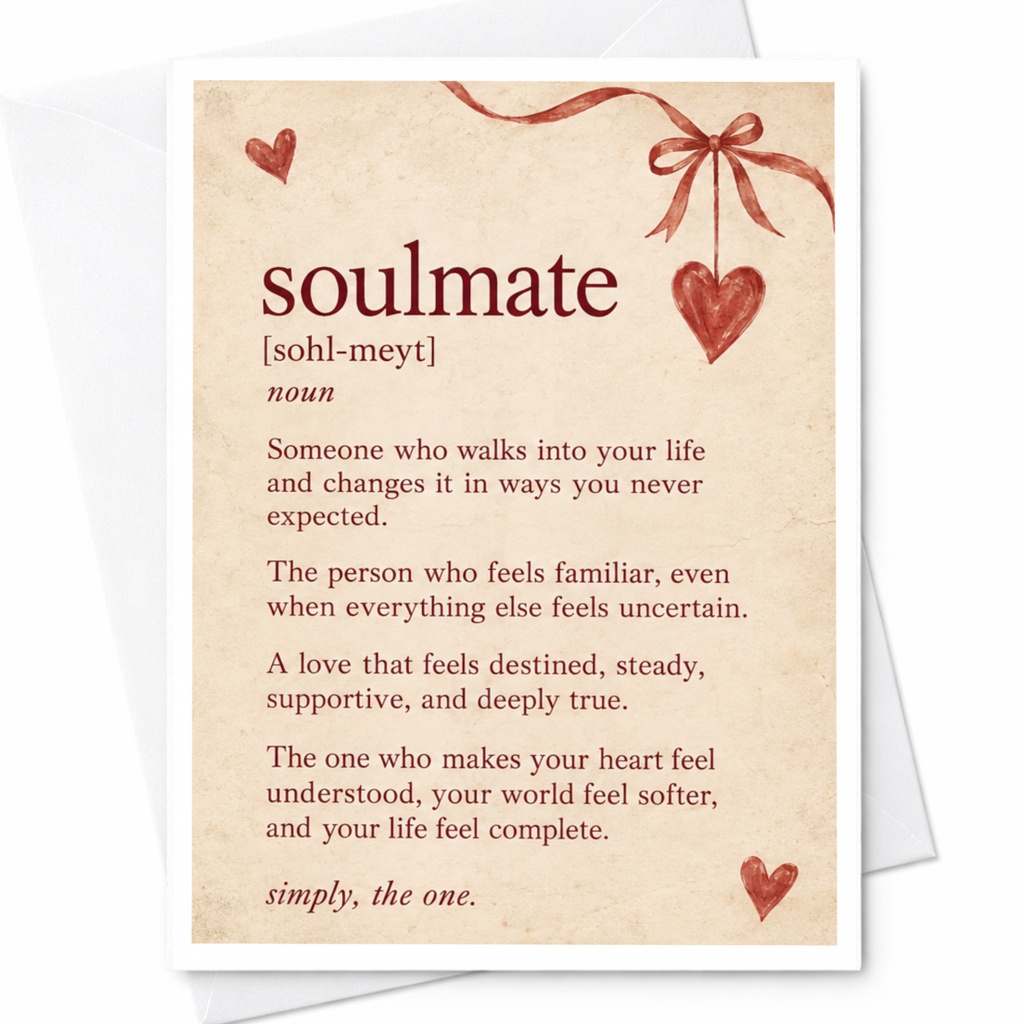 Soulmate Definition Love Card Romantic Anniversary Card For Partner Sweet Sentimental Greeting Card Wedding Engagement C10064