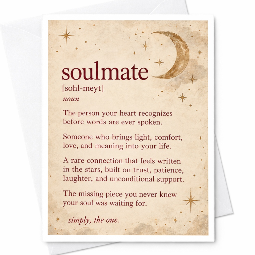 Soulmate Definition Love Card Romantic Greeting Card For Partner Anniversary Card Celestial Sentimental Card For Him Her C10065